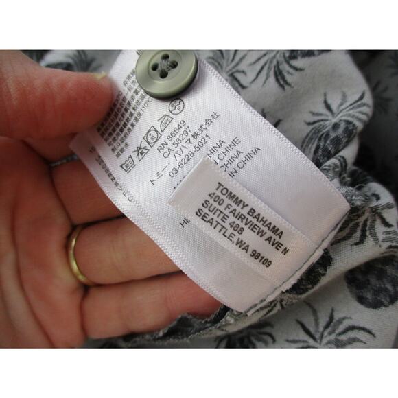 Tommy Bahama Positano Pineapple Shirt Mens Medium Hawaiian Graphite Gray Cotton - Picture 16 of 16